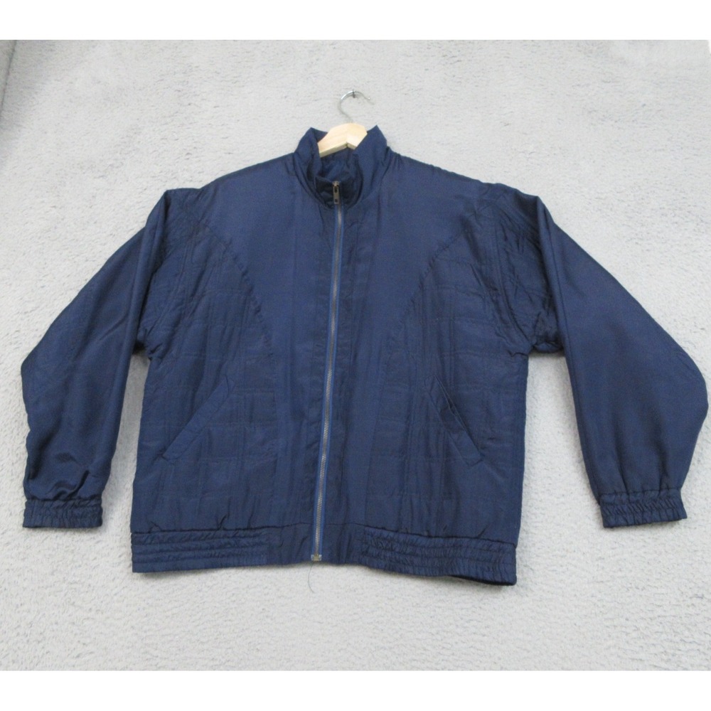 Lavon Quilted Jacket Womens M Navy‎ Full Zip Stand Collar Lined Classic Preppy